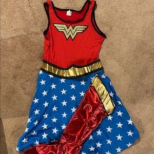 Red and Blue Superhero Costume with Gold Accents